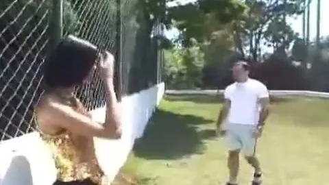 twink Bonks tranny With small love bazookas outdoors