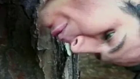 large Load receives Blown On brunette hair ladyboy Penelope Jolie's penis After Boyfriend pokes Her wazoo In Woods