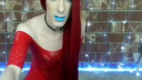 Sick Redhead tranny Plays With anal And 10-Pounder Games