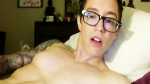 FTM Nerdy College twink Rubs His T-penis