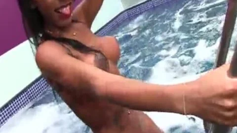 Hard ramming in company with latina transsexual
