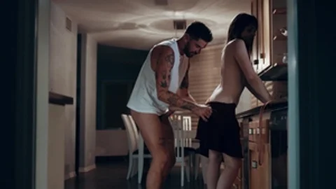 Trans Sensual - Transsexual in a dress blowjobs in the kitchen