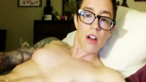 FTM Nerdy College teen Rubs His T-penis