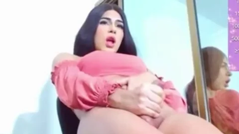 nice-looking latin chick teen Trans playgirl Jerks Off Her big dick