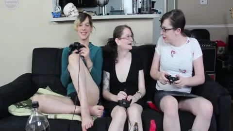 2 tight ladymans Team Up On large Titty MILF After she Loses A movie Game wager