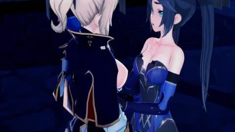 Futa Jean Eats twat previous to fucking Mona doggy style With Her large wang - Genshin Impact Futanari hentai.