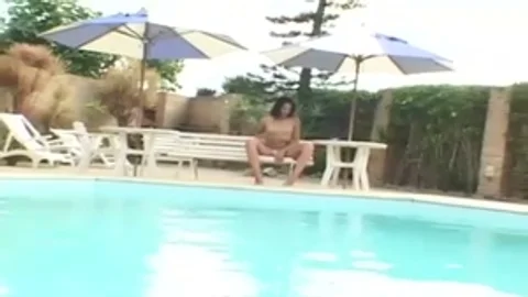 sweet brunette In Green lingerie receives sucked Near The Pool