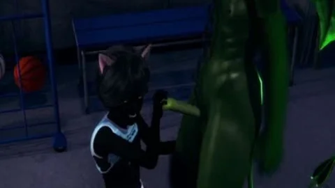 Furry Yaoi 3D - black Cat oral stimulation To Dragon