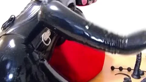 black Latex Doll ass Training And sperm