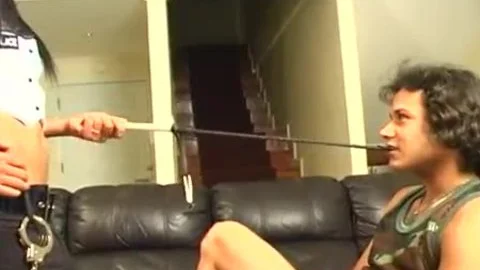 Uniformed tranny acquires Face cum Blasted