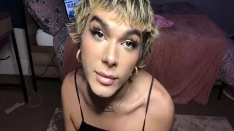 JOI british shemale wearing uniform masturbating