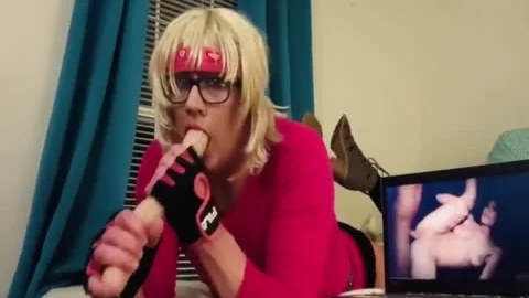 amazing dildo DEEPTHROAT SISSY concupiscent SISSY wazoo IN WINDOW