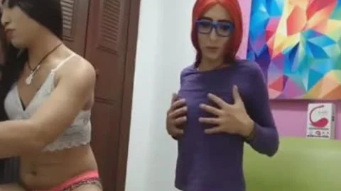 pair lady-man Jerking cock And Fingering asses