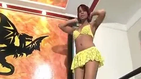 lovely brunette TS Dances & Masturbates
