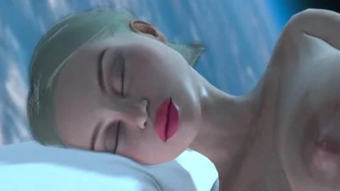 sexy Sci-fi Android Dickgirl Plays With A sexy lewd blond In The Space Station