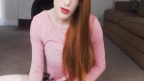 Beauty Ginger Crossdresser massive rod