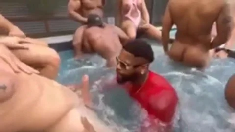 TS & Her Harem Of Musle men orgy Beach Party